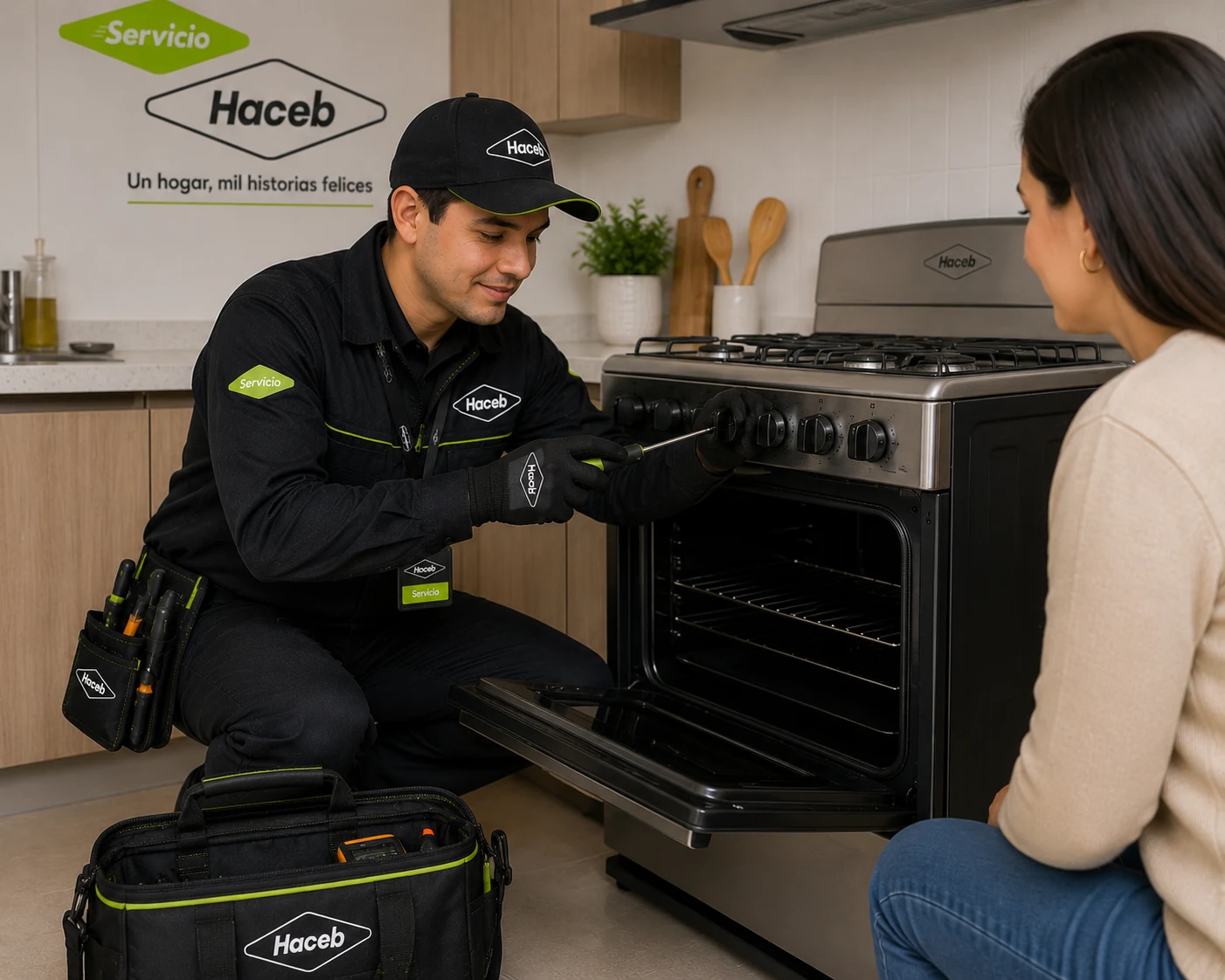 Técnico Haceb realizando mantenimiento en Cali