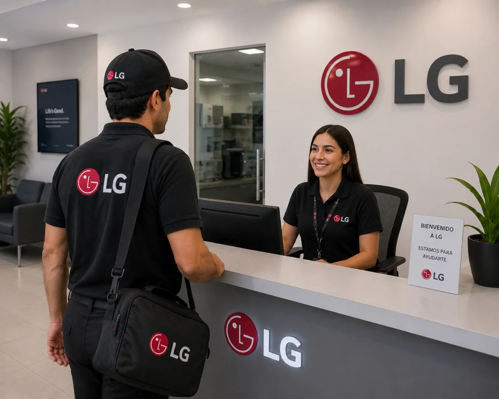 Técnico autorizado LG documentando una reparación en Cali